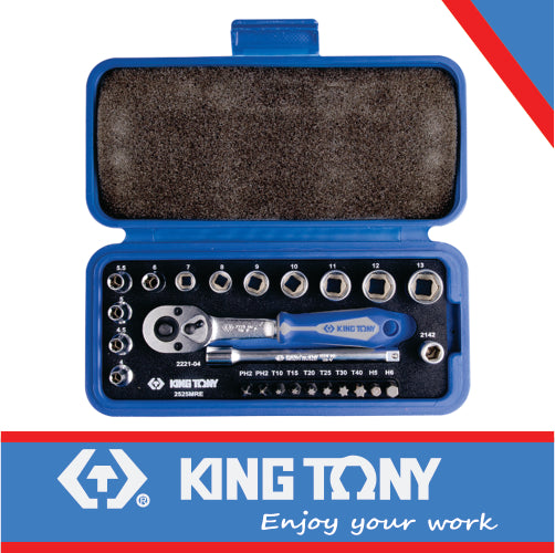 1/4″ SOCKET WRENCH SET METRIC(EVA) 25 PC