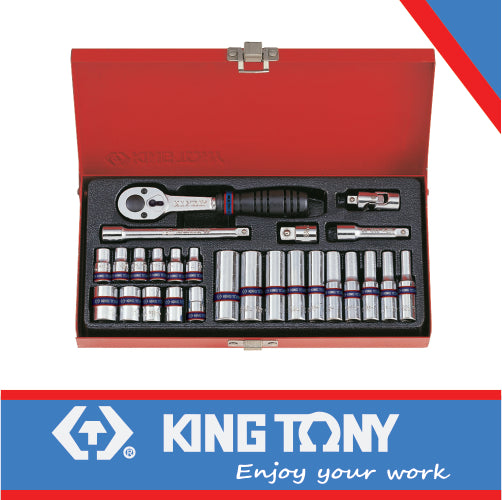1/4″ SOCKET SET STANDARD & TUBE 19PC 4-13MM 12P