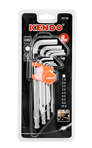 ALLENKEY KENDO BALL 9PC HEX SET LONG ARM