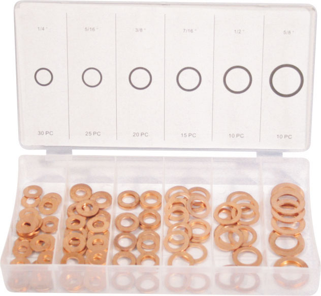 ASSORT MTS WASHER FLAT COPPER 110PC