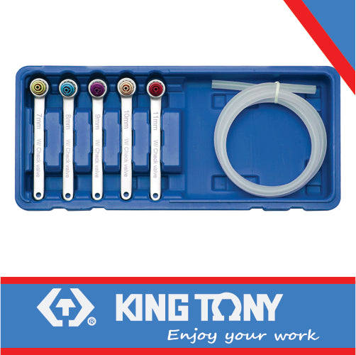 BRAKE BLEEDER WRENCH WITHCHECK VALVE + BRAKE OIL RECEIVER SET – 7PCS