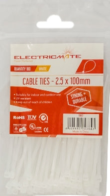 CABLE TIES E/MATE WHITE 385X4.7MM P/100