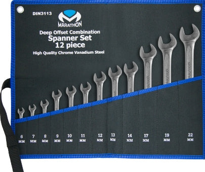 Combination Spanner - Deep Offset 12 piece Set (6-14,17,19,22mm) Pouch