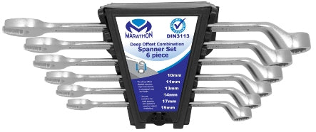 Combination Spanner - Deep Offset 6 piece Set (10,11,13,14,17,19mm) Rack