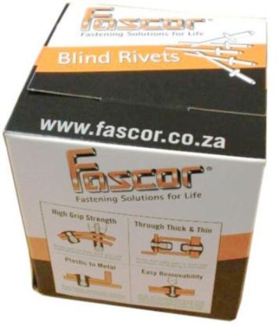 RIVET FASCOR BOX/500 AS4012 4.0X12MM