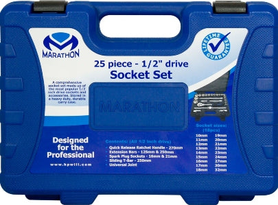 Socket Set 1/2inch dr. 25 piece - Heavy Duty case