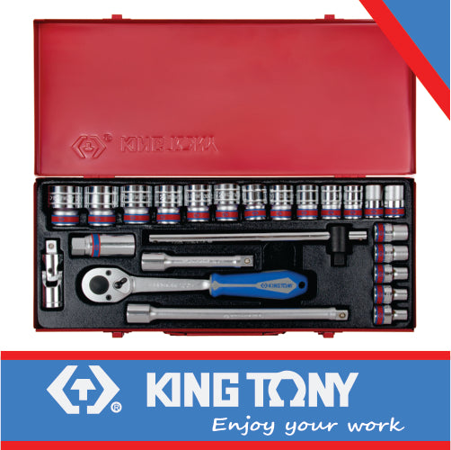 SOCKET SET 24 PIECE 1/2″ – 3/8″ 1-1/4″ 6P SAE
