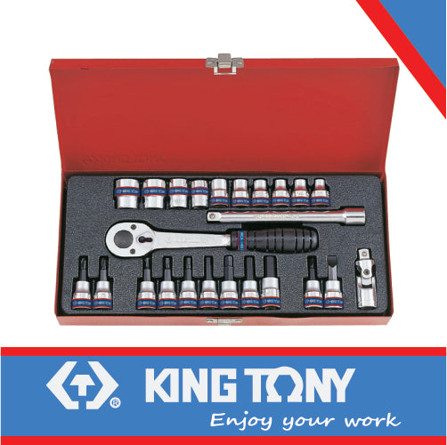 SOCKET SET 3/8″ WITH BIT SOCKETS 6-19MM 24PC